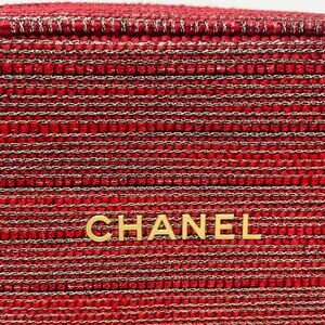 2 DAY SALE Chanel Holiday 2022 Red Tweed Shimmer Clutch Cosmetic Evening Bag New